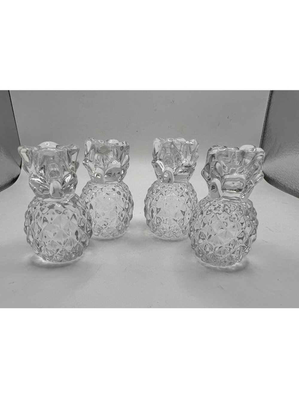 Williams-Sonoma Tiny Taper Glass Candle Holder Pineapple Hospitality Set of 4